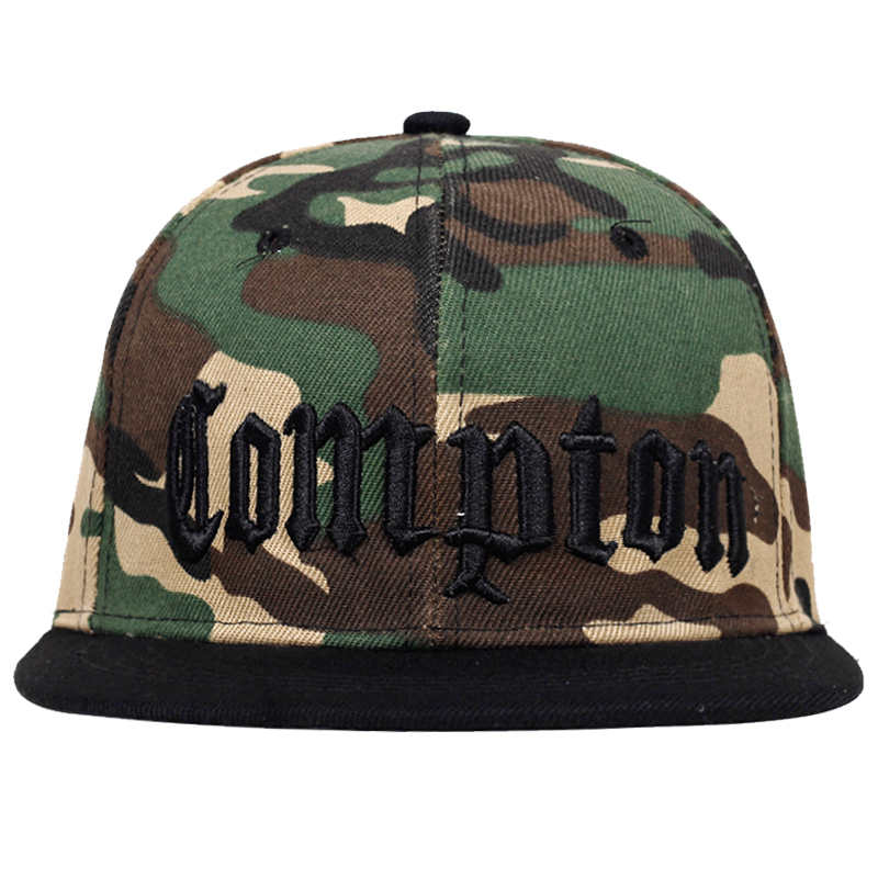 Compton broderi baseball kasket hip hop snapback kasketter flad sportshat til unisex justerbare farhatte: Camouflage