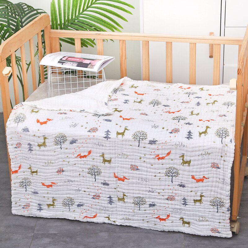 Baby Blanket Muslin Swaddle for Newborn Boy Girl Blanket 6 Layers Organic Baby Bedding Blanket Cotton Gauze Blanket Diaper: Fox-T