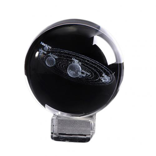 Kids Educational Solar System 3D Planets Miniature Crystal Ball Model Home Decor: Square Crystal Base
