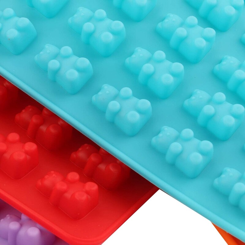 50 holtes kleurrijke siliconen beer gummy snoepvorm met 6 druppelaars voor diy snoep, gelei, koekje, chocolade, ijs  -6- pack