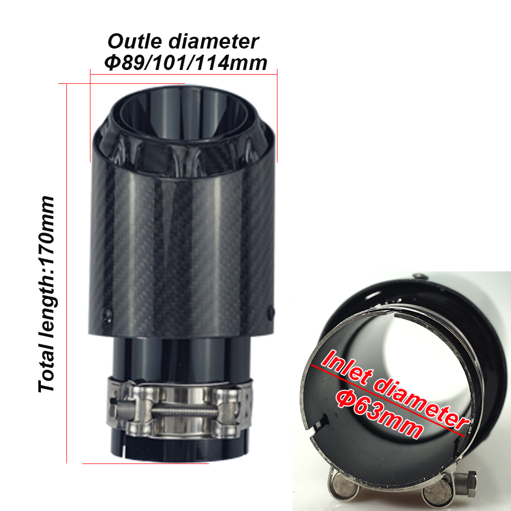 Auto Carbon Uitlaat Tip Uitlaat Drie-Layer Bullet Shape Universal Straight Roestvrij Zwart Uitlaatpijp Uitlaten