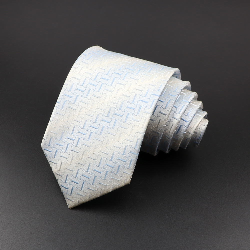 Cravates classiques à rayures tissées Jacquard pour hommes, 100% soie, pour costume de mariage d'affaires, accessoires: 19