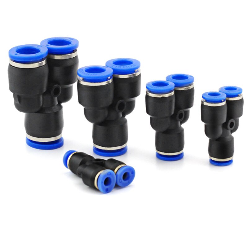 3- vägs port y form pneumatisk luft 12mm 8mm 10mm 6mm 4mm od slang rör tryck plaströrskopplingar