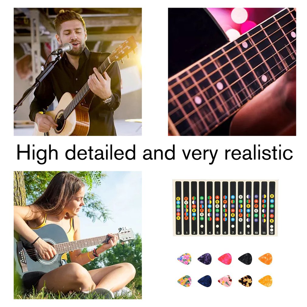 Stickers Guitar Sticker Pick Set Electric Guitar Note Stickers Beginner Stickers Musical Instrument Accessories