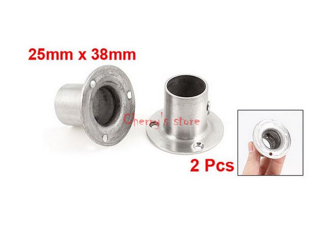 2 Pcs 25mm x 38mm Sliver Tone Stainless Steel Pipe Tube Weld Neck Flange