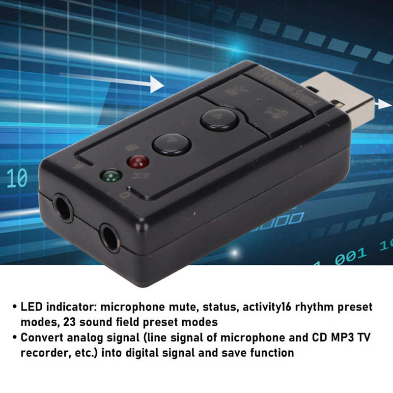 Virtual Sound Card Internal Amplifier and Volume Controls 7.1 Channel Sound Card with 3.5mm and Microphone Ports