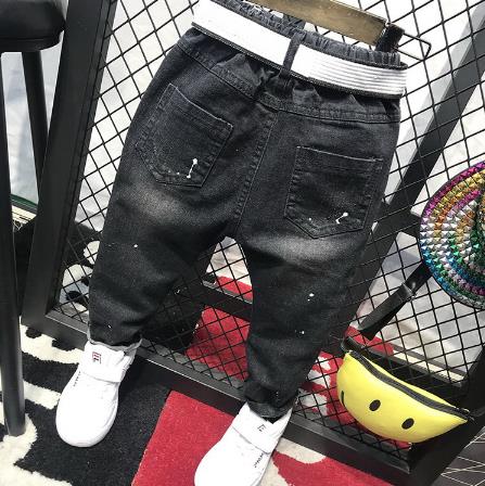 (inget bälte) raka jeans barn elastisk midja baby barnkläder lämplig för 2-6 år