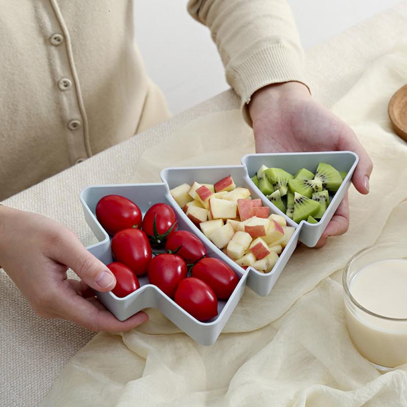 Forme de sapin de noël assiette en plastique plats bol bonbons collations noix graines Fruits secs plateau de petit déjeuner pour la maison cuisine assiettes d'approvisionnement
