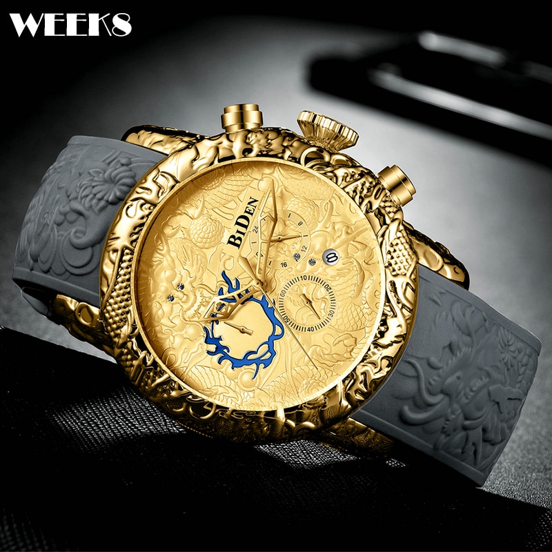 Montre de luxe en forme de Dragon noir et or pour hommes, montre à Quartz, style Hip Hop, étanche, créative