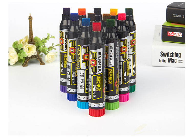12Stck Pop Wasserdichte Farbe 30MM 20MM 12MM dauerhaft Nachfüllbare Marker Stift Skizzieren Graffiti Marker Poster stift Schule Liefert: Gelb