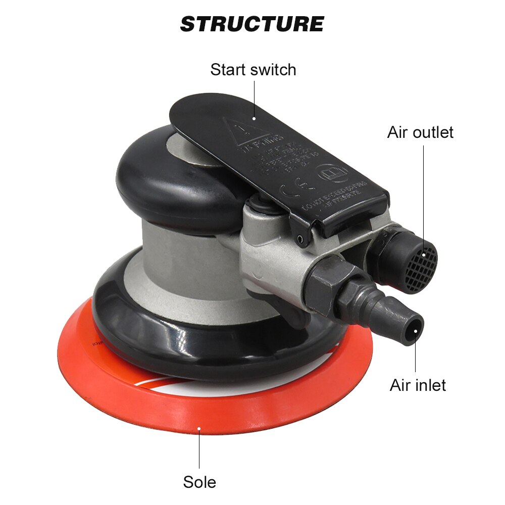 Pneumatische schuurmachine pneumatische polijstmachine luchtschuurmachine 5 '' lucht excentrische schuurmachine slijpmachine schuurmachine gereedschap polijstmachine