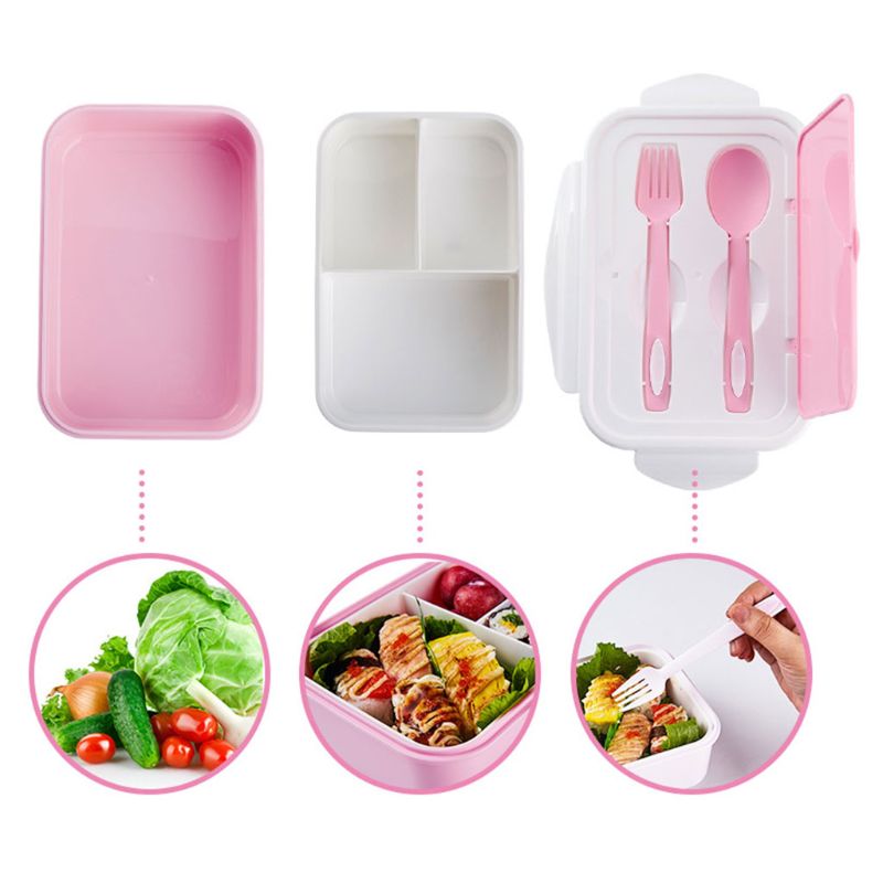 Fiambrera hermética a prueba de fugas, contenedor de comida seguro para microondas, caja de Cassette de comida Bento sellada portátil