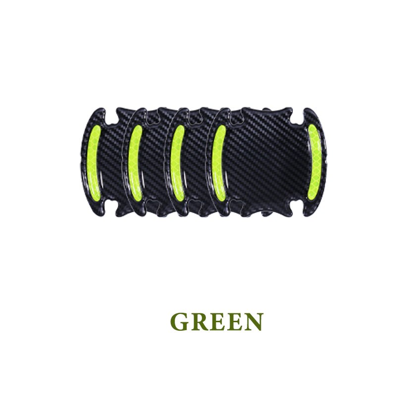 4pcs 3D Auto Deurklink Reflecterende Strips Waarschuwing Tape Deurklink Kom Cover Sticker Reflector Auto Styling Exterieur Accessoires: 4PCS GREEN BOWL