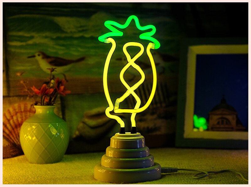 Neon Neon Sign Decoratie Led Nachtlampje Cloud Rainbow Flamingo Vorm Kleurrijke Bureaulamp Voor Indoor Bruiloft Verlichting: SMALL pineapple