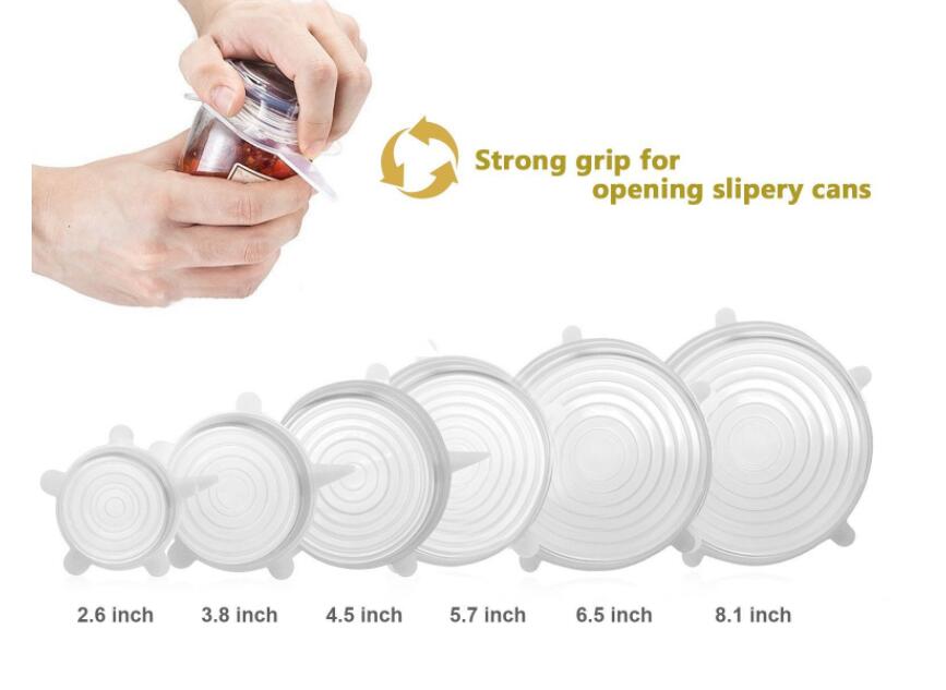 Tapa de succión de silicona Universal, tapa de olla de cocina, tapa elástica de silicona, tapa de tapón de derrame de sartén de cocina, 6 unids/set por juego