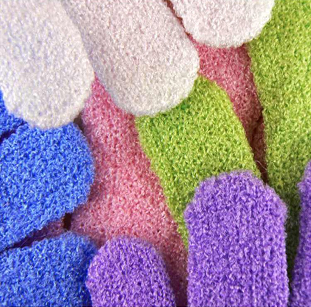 5Pcs Shower Gloves Massage Cleaning Brush Scrubber Polyester Exfoliating Wash Skin Spa Bath Gly Massage Cleaning Loofah Scrubber