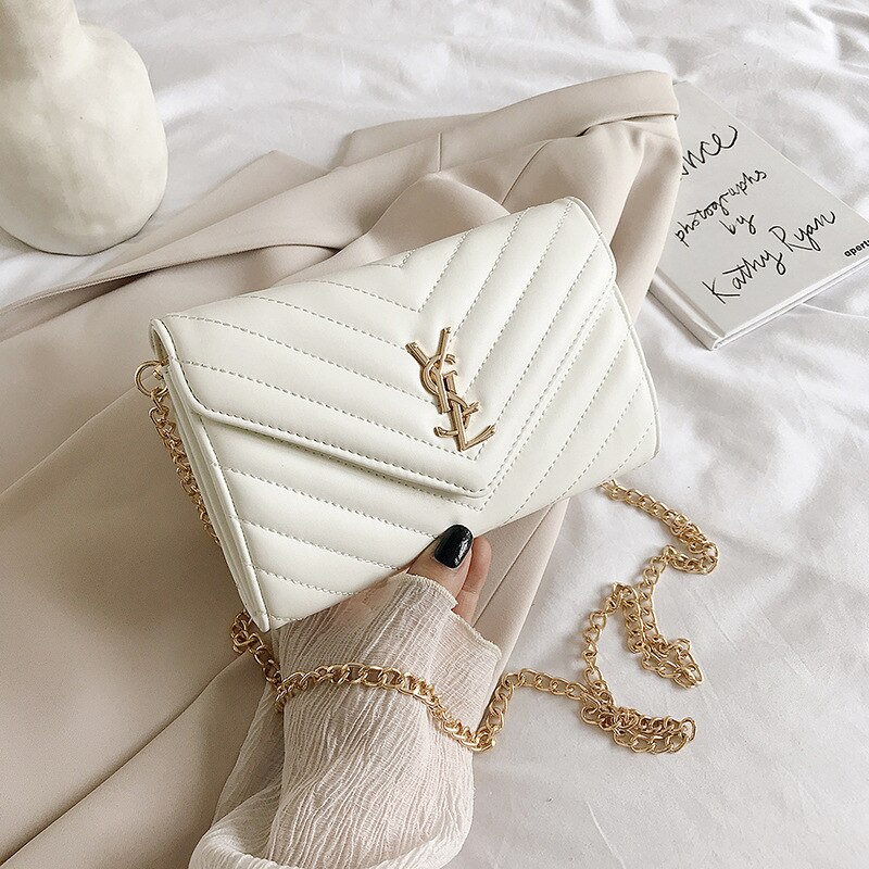 Nova marca de luxo bolsa de corrente feminina um ombro mensageiro saco moda estilo ocidental carteiro saco elegante diamante mini: WHITE