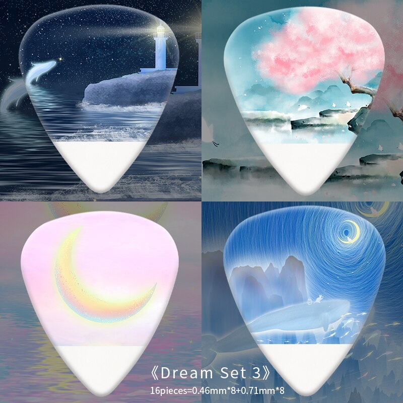 Gitaar Pick Accessoires Folk Ukulele Elektrische Gitaar Bas Set Accessoires Kan Worden Aangepast Patroon Picks: Dream Set3-16pieces