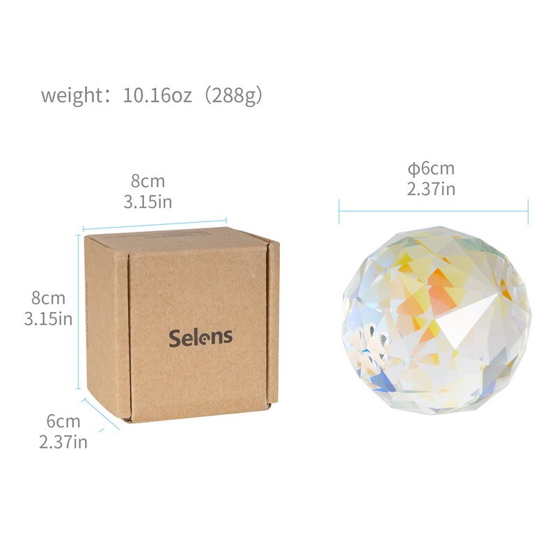 Selens Crystal Prism Stained Glass DIY Photography Studio Accessories Crystal Prism Ball With 1/4'' Screw Glass Magic Photo Ball: Round 60mm