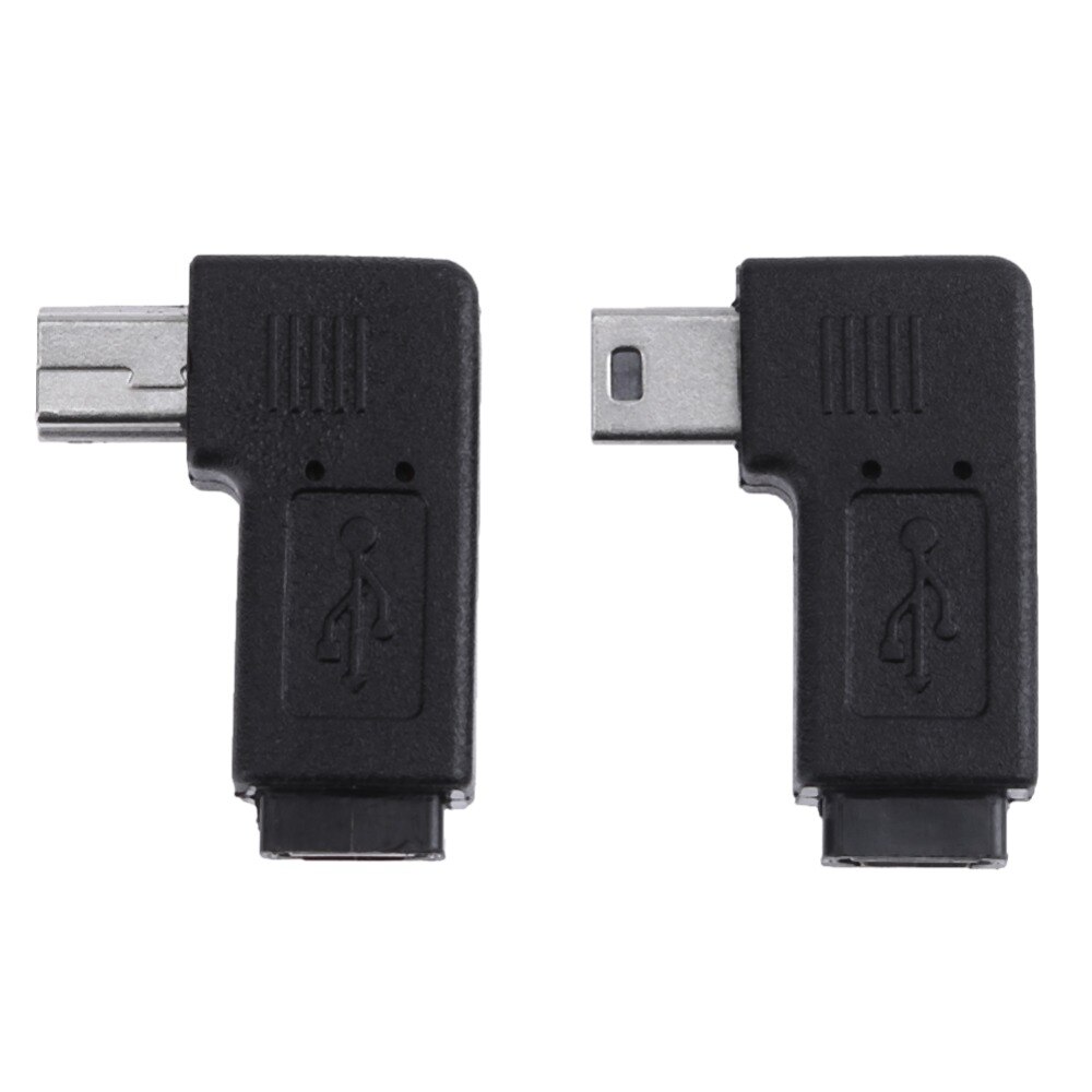 2 stk / sæt l formet mikro usb hun til højre venstre 90 graders vinkel mini usb han adapter stik oplader konverter