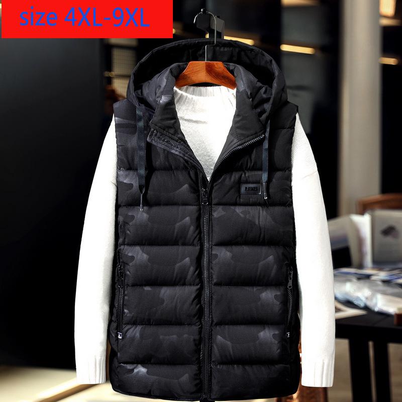 Extra Grote Warm Vest Camouflage Casual Print Losse Mannen Vest Plus Size 4XL 5XL 6XL 7XL 8XL 9XL: balck 2 / 8XL