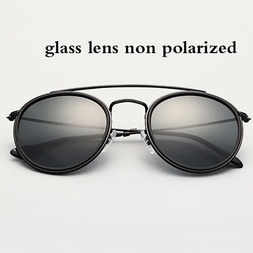 3647 Round double bridge sunglasses polarized men women 51mm mirror gradient glass lens TAC glasses sol gafas occhiali UV400: black glass