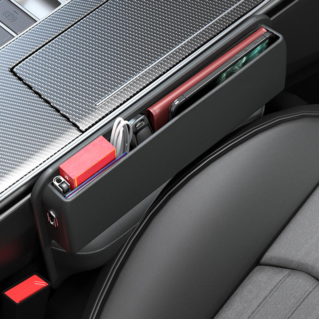 PU leather Car Seat Gap Filler Organizer for Cellphone Key Stop Dropping Between Seats Car Console Side Seat Filler Storage Box