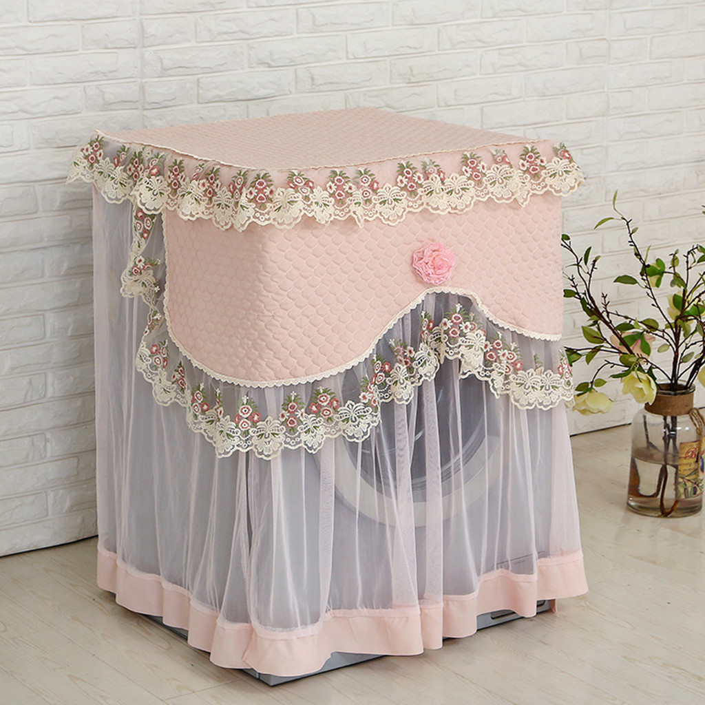 Lacy Dust Ruffle Lace Ruffle Floral Washing Machine Dust Cover Prot... – Grandado