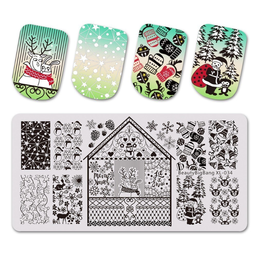Beautybigbang alla hjärtans dag nagelstämpling tallrikar kärlek hjärta blommor stämpling för naglar diy nail art mall bbb xl -046: 34