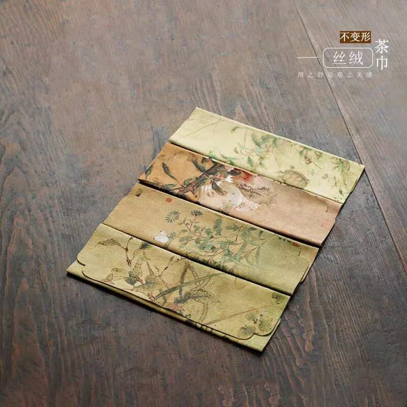 Fluwelen Theedoek Absorberende Zen Chinese Stijl Retro Thee Art Thee Doek Thee Mat Kung Fu Thee Set Theeceremonie onderdelen