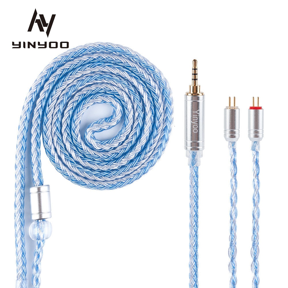 Cavo Auricolari Yinyoo 16 Fili Argentati - 2.5/3.5/4.4MM - Connettori MMCX/2PIN/QDC - per BLON KZ ASX