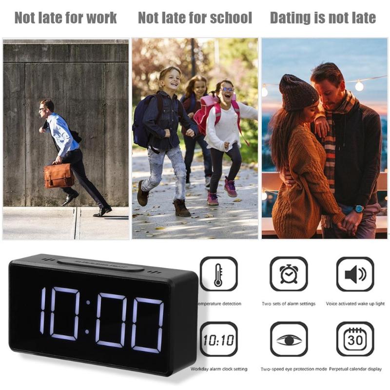 Brightness of 2 Gears LED Mini Digital Alarm Clock with USB Port Snooze Table Clock Electronic Clock