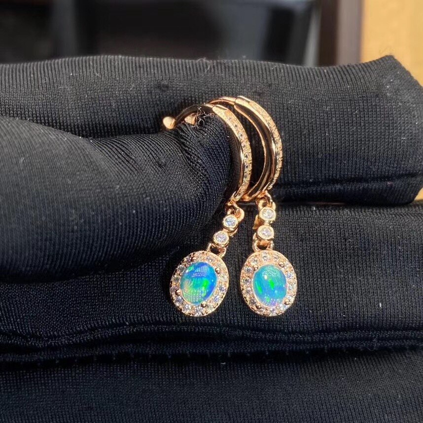 Naturlige opal øreringe 925 sølv damer øreringe yndefulde luksus temperament øreringe