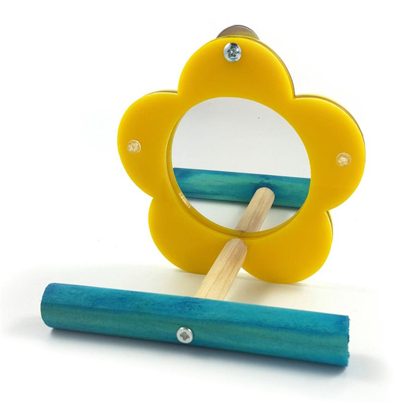 Bird Mirror Flower Shape Acrylic Parrot Mirror Toy Bird Cage Toy Flower Shape: Default Title