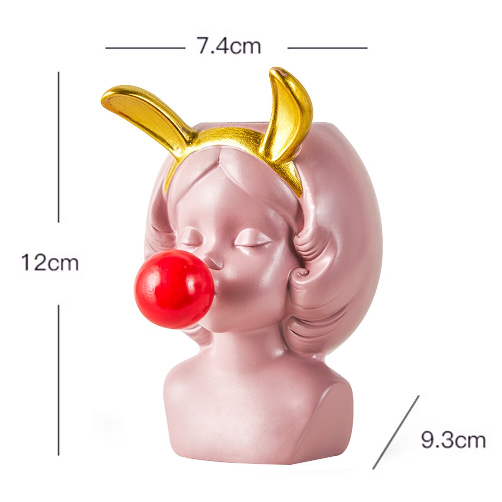 Pot de fleur en résine pour filles, Figurine tête de visage, plantes succulentes, plantes de jardin, fleurs de croissance, décor de table pour la maison, ornements: H