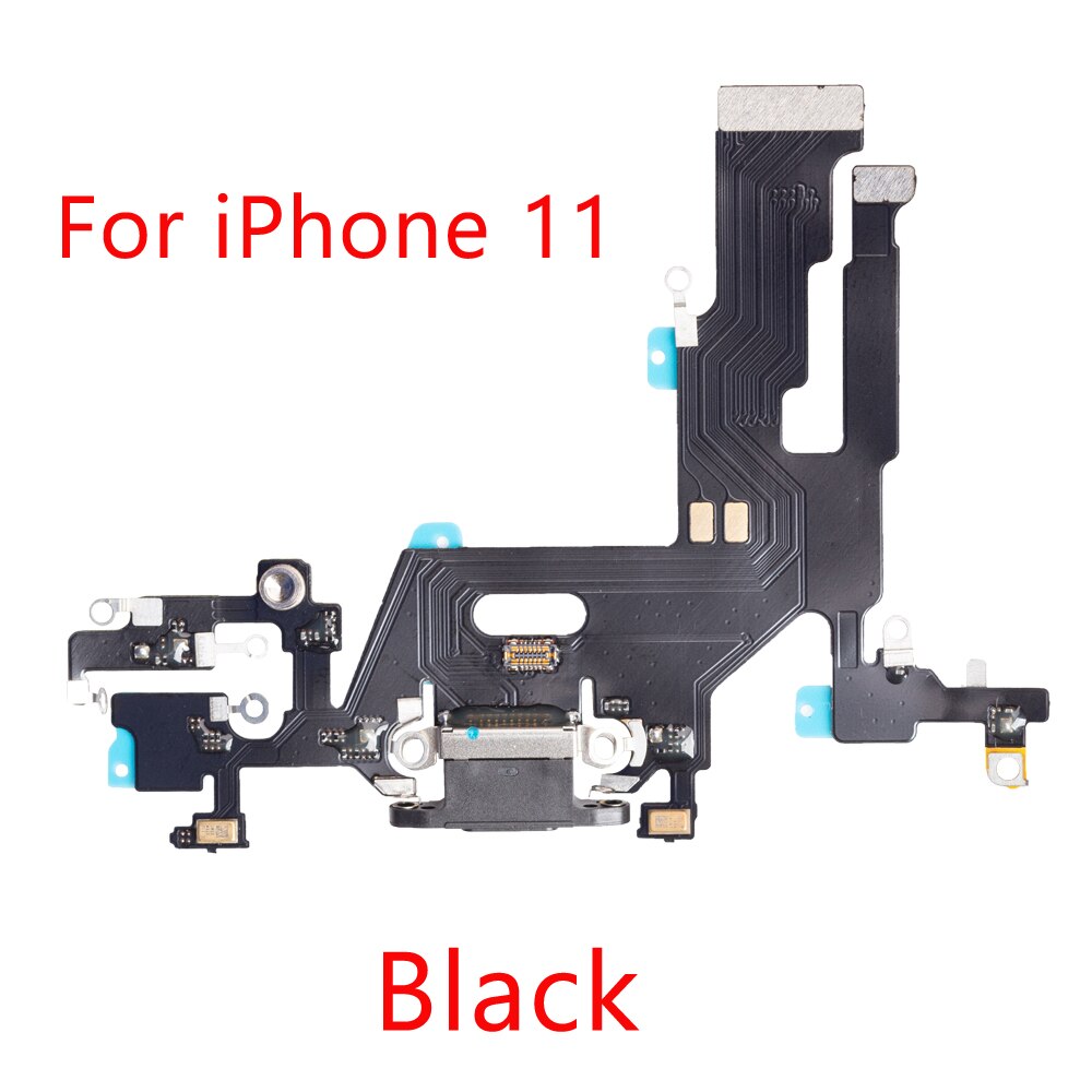 Charging Flex For iPhone 11 USB Charger Port Dock Connector With Mic Flex Cable Replacement: For iPhone 11 Black