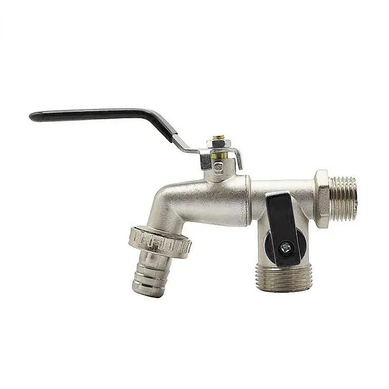Outdoor garden faucet with 1 inlet and 2 outlets antifreeze faucet, equipped with double joint brass black faucet garden tool: Burgundy