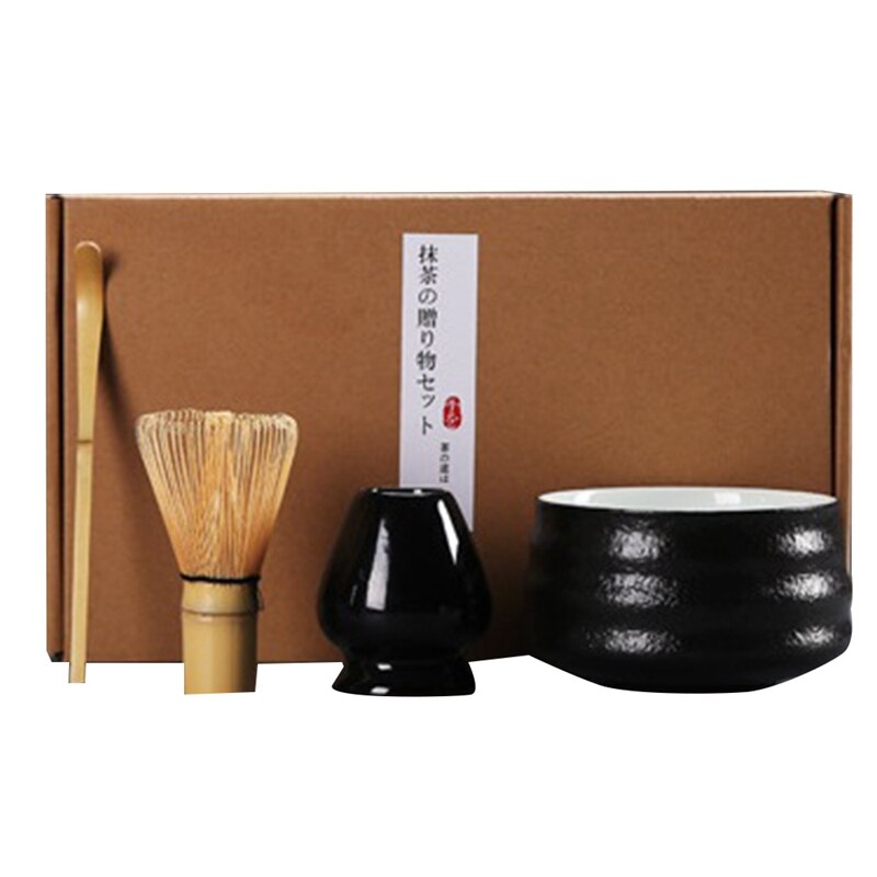 4Pcs/Set Traditional Matcha Whisk,Bamboo Matcha Whisk with Spoon ,Ceramic Matcha Bowl,Japanese Matcha Sets: As Shown