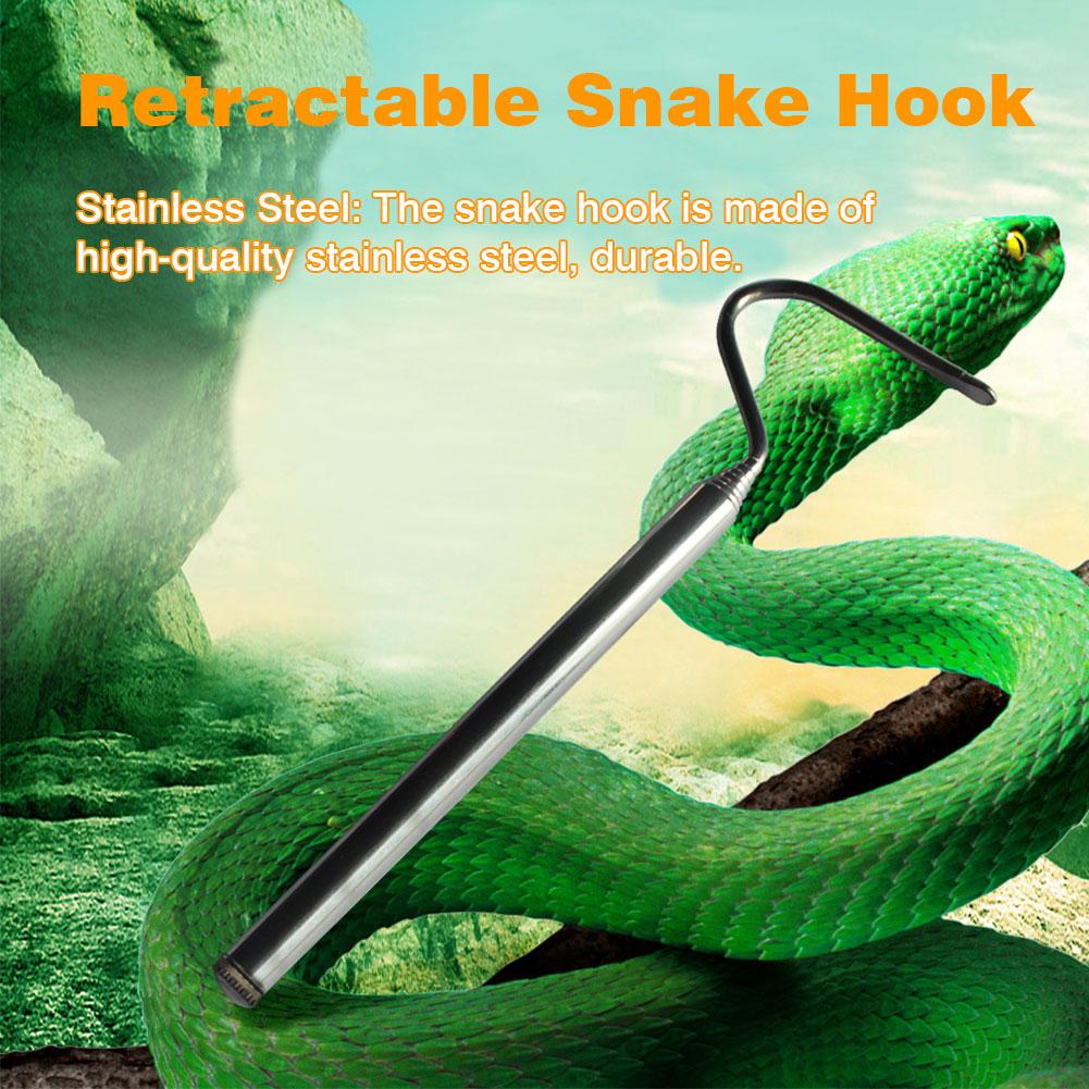 Stainless Steel Retractable Snake Hook Reptile Catcher Stick Snake Grabber Pick-up Handling Tool