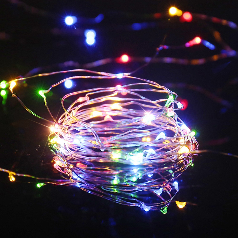 1-5 m Fairy Light CR2032 Batterij Aangedreven LED Mini Kerst Licht Koperdraad String Light Voor Wedding Xmas garland Party Indoor