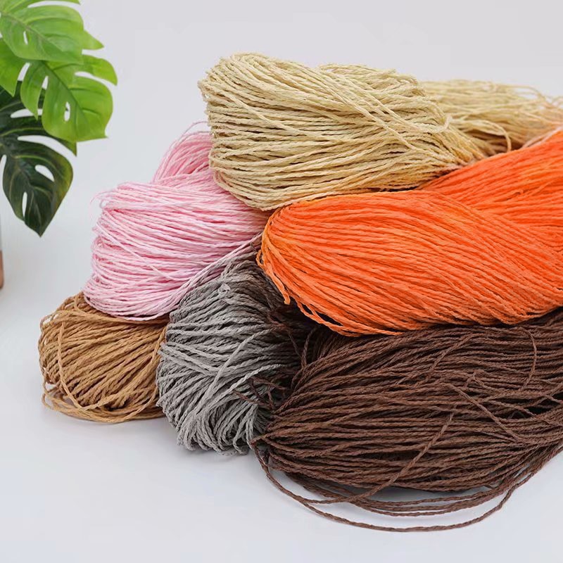 500g sommer raffia garn hæklet naturligt papir halmtråde håndværk til gør-det-selv strikke hat håndtaske pung kurv rattan materiale
