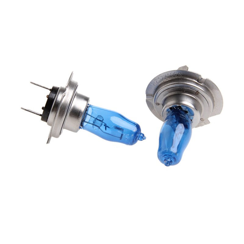 2 stk  h7 6000k gas halogen forlygter hvidt lys pærer 100w lyse  dc 12v