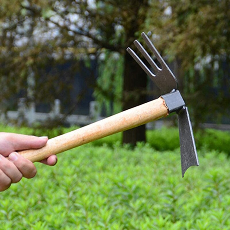 Herramienta con asa de madera para jardinería, azada para el hogar, jardín, agricultura, plantación de flores, herramientas de mano
