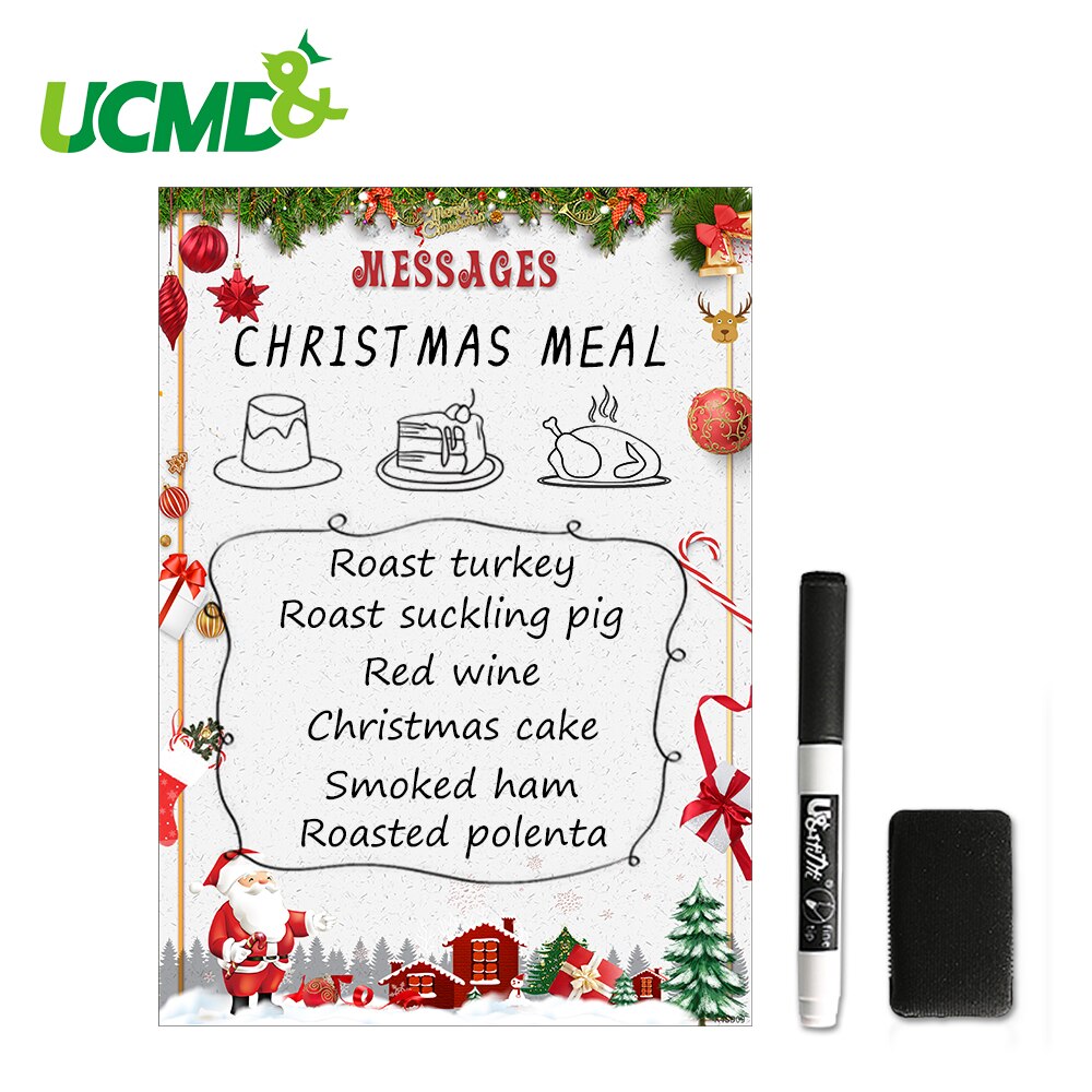 A4 Magnetic Whiteboard Fridge Magnets Dry Wipe Writing Record Message Board Remind Memo Plan Sheet Christmas Decor Sticker