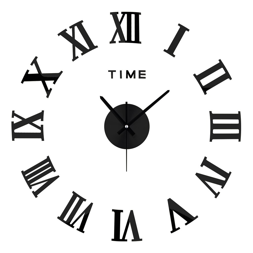 3D DIY Wall Stickers Acrylic Modern Wall Clocks Quartz Clocks Decorative Needles Home Decor Relogio De Parede: black