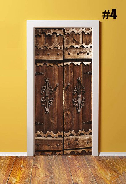 Sticker On The Door Self Adhesive Retro Wallpaper Diy Canvas Print Picture Wall Art Home Decor Mural Wardrobe Renovation Decal: Door XRK1474-04 / 77x200cm