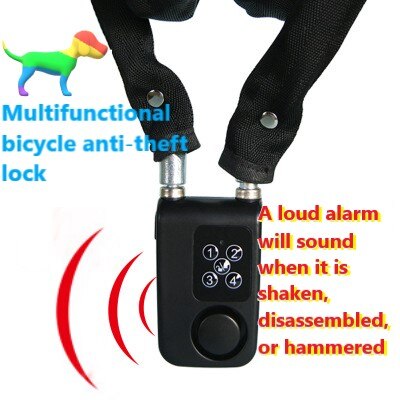 Anti-theft password steel chain alarm lock bicycle electric car shop glass door lock stainless steel anti-shear alarm