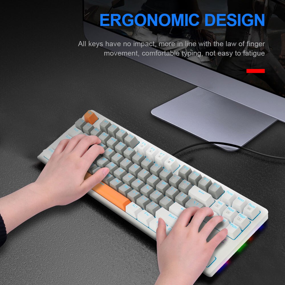 Teclado mecánico E-YOOSO K620 para juegos, conmutador azul, 87 teclas, retroiluminado, para ordenador, portátil y PC