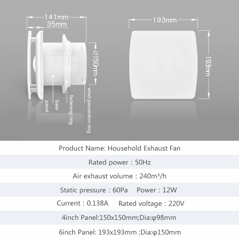 6inch ventilator kitchen hood industrial fan louver air conditioners exhaust fan ducts air exhaust fan exhaust duct fan