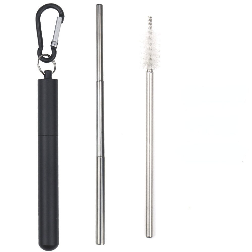 304 Stainless Steel Telescopic Straw Travel Reusable Portable Foldable Metal Beverage Milk Tea Straw